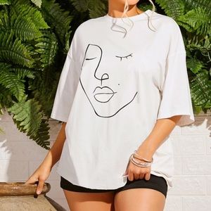 White graphic oversized tee